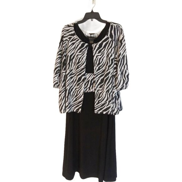 Mariage Zebra Print Dress Women's Size 22W Black White Cover Top With Free Gift - Picture 1 of 14
